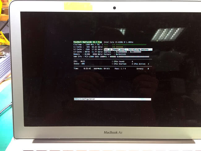 тестирование памяти на MacBook air